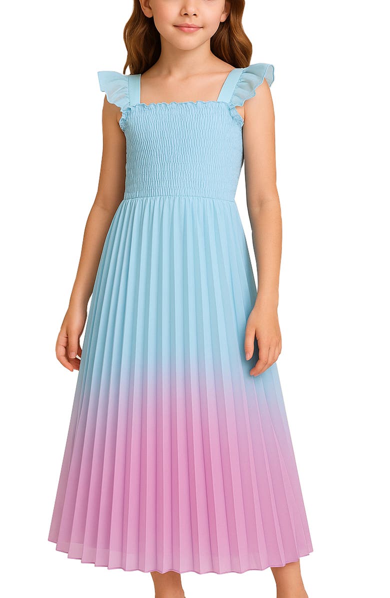 Zunie Kids' Ombré Pleated Maxi Dress, Alternate, color, 