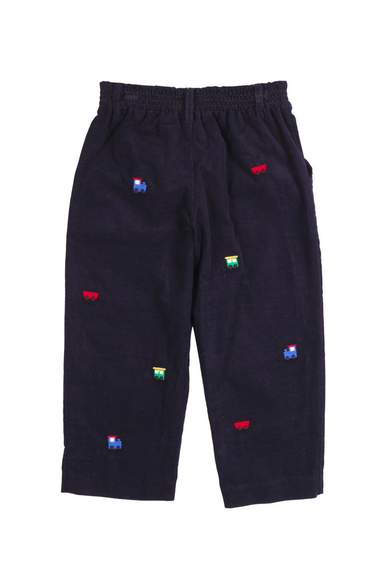 Corduroy Fake Fly Pants with Allover Embroidery, Alternate, color, Navy Corduroy