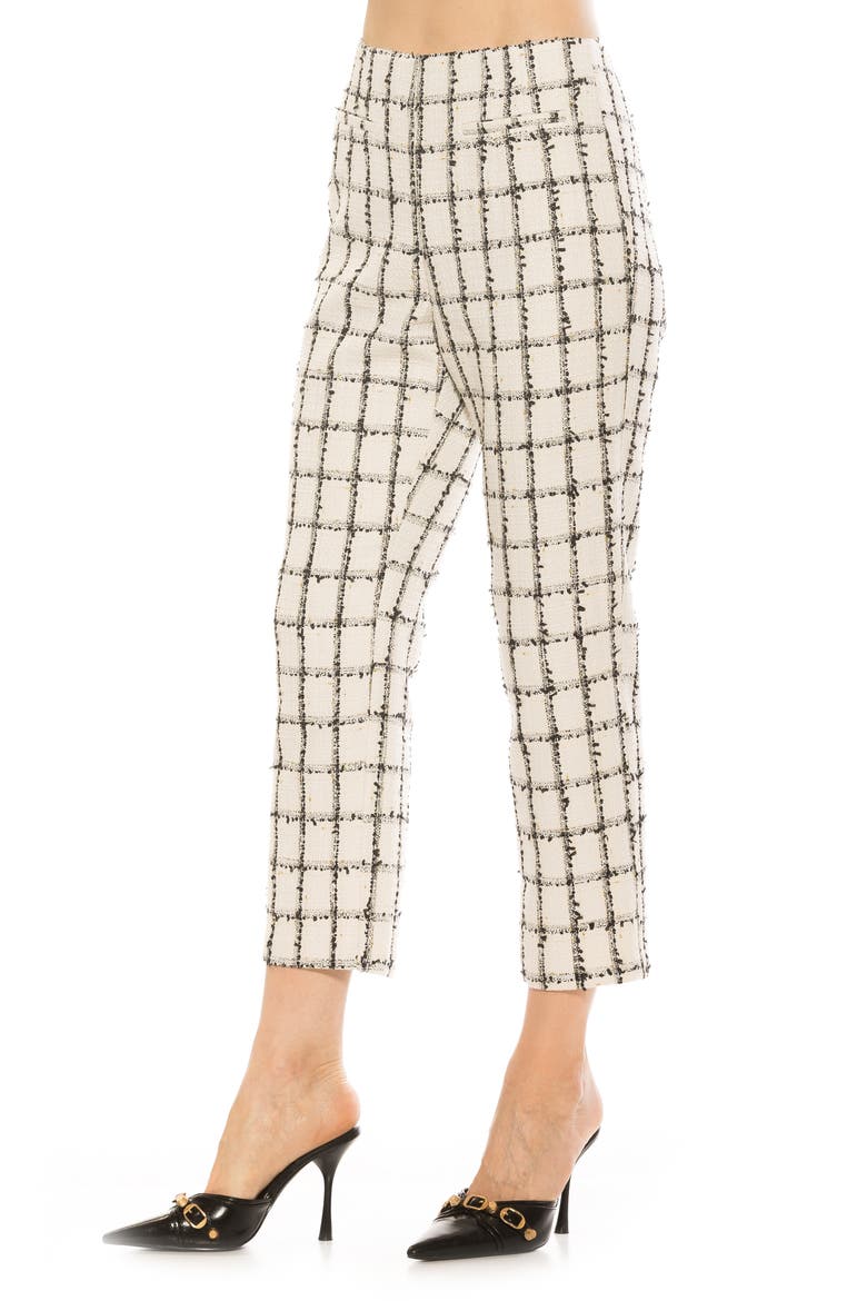 Clio Cropped Tapered Pants, Alternate, color, IVORY PLAID