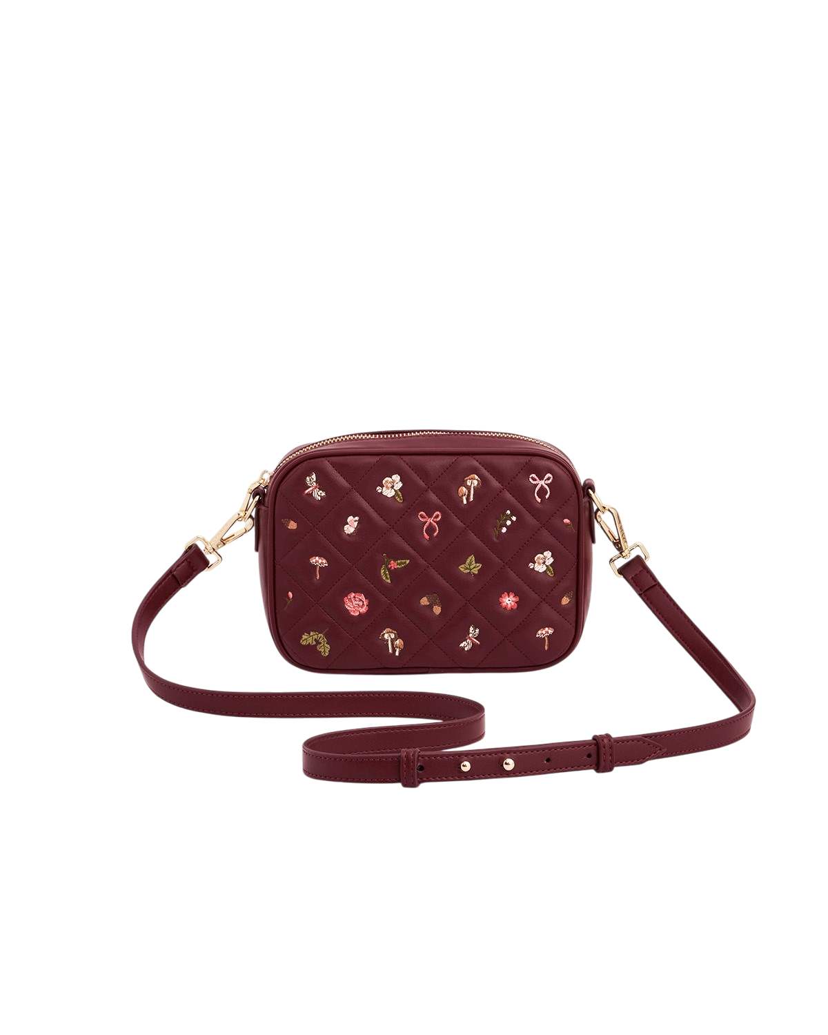 Alice Orla Embroidered Quilted Camera Purse, Main, color, Burgundy