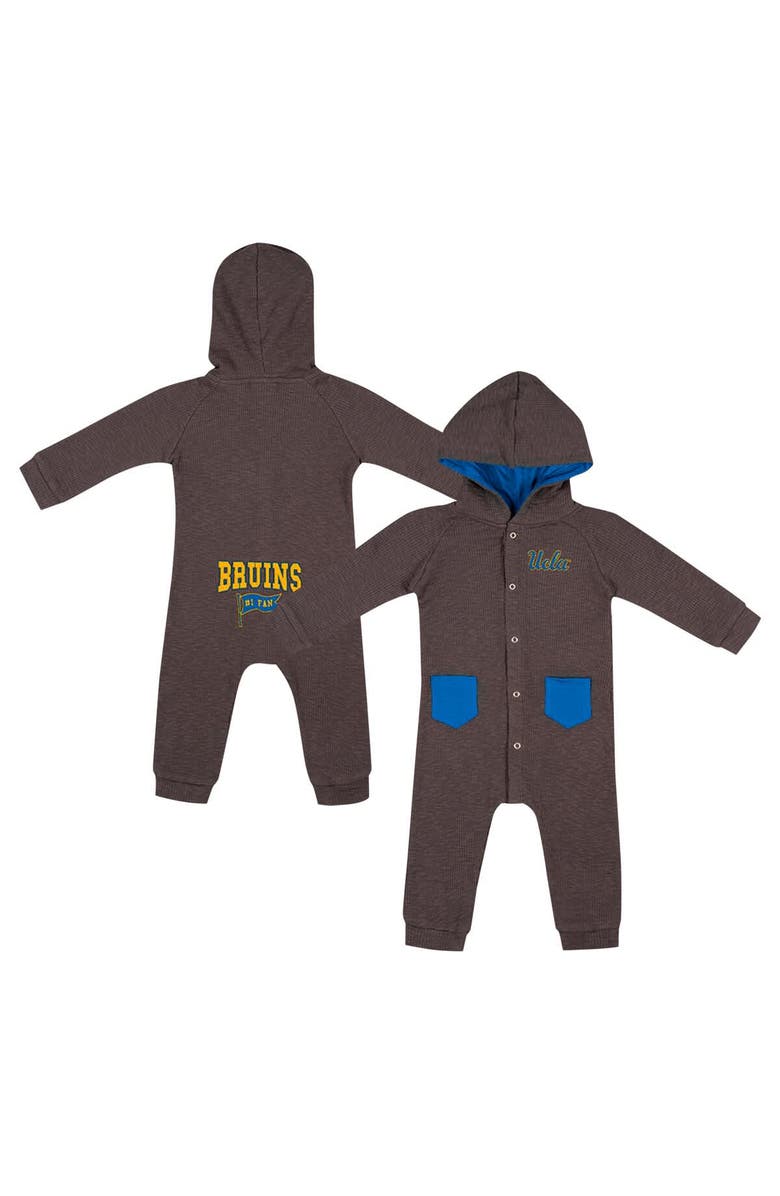 COLOSSEUM Newborn & Infant Colosseum Charcoal UCLA Bruins Zando-Zan Waffle Full-Snap Hooded Romper, Alternate, color, Charcoal
