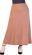 24seven Comfort Apparel Plus Size Comfortable Fit Elastic Waist Maxi Skirt