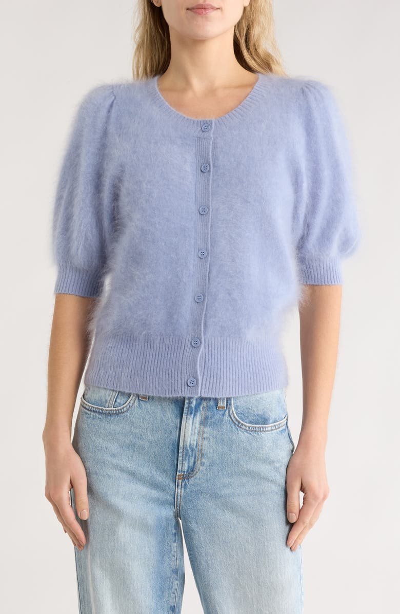 PAIGE Augusta Puff Sleeve Cashmere Cardigan Sweater, Main, color, Frost Blue