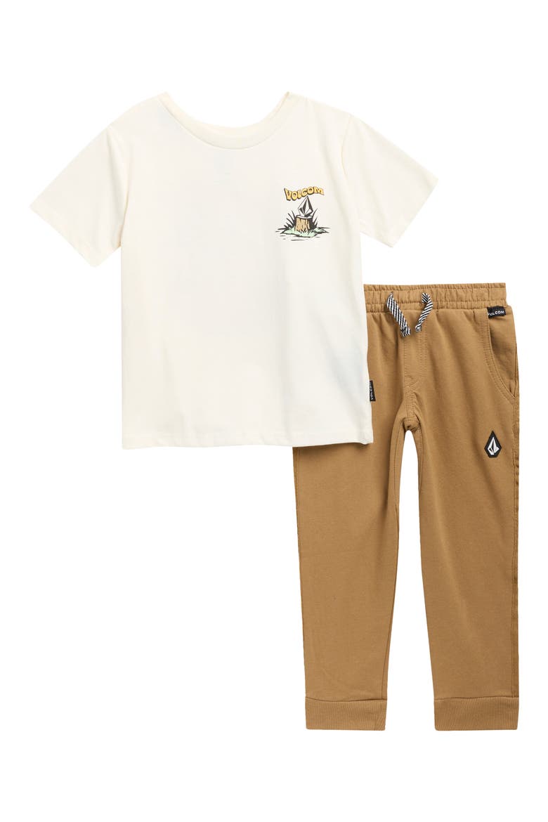 Kids' Skate Graphic Short Sleeve Tee & Joggers Set, Main, color, CREAM