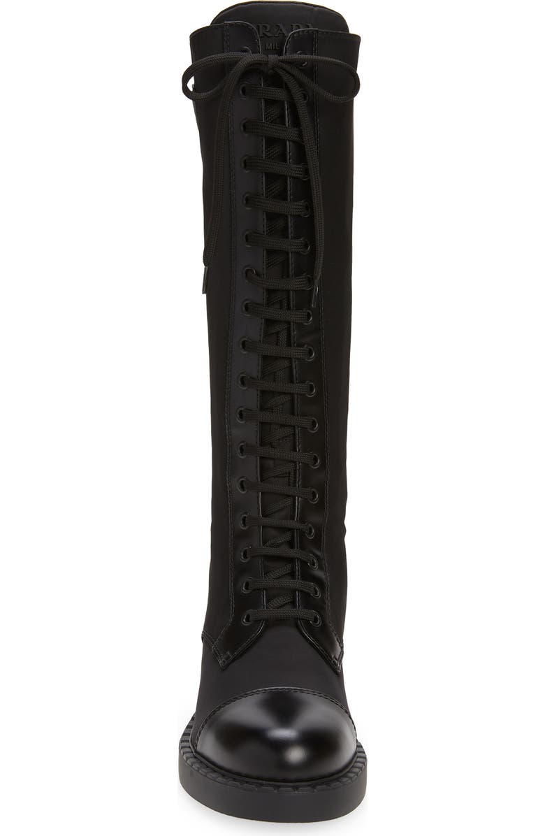 Prada Chocolate Lace-Up Boot, Alternate, color,