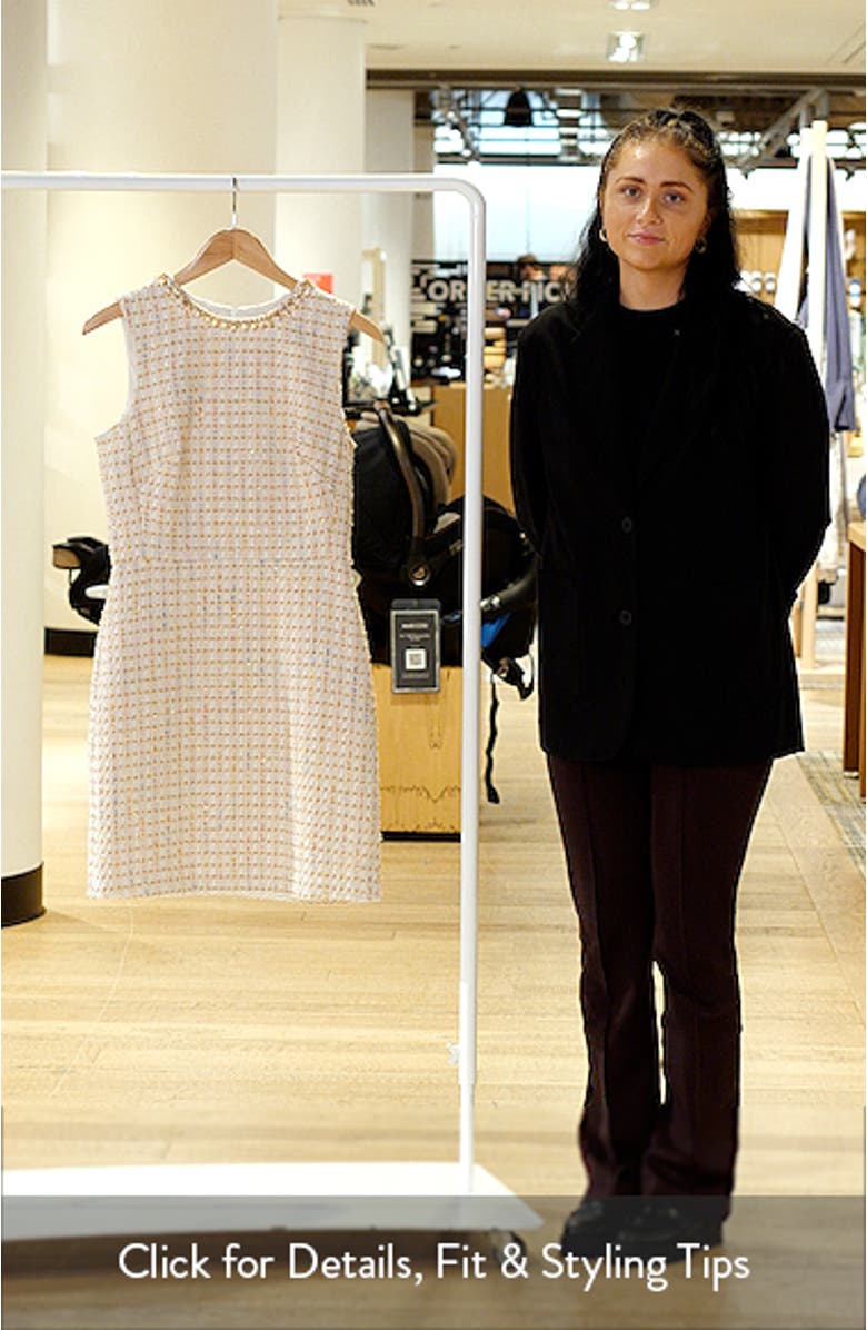 Metallic Tweed Sleeveless Sheath Dress, sales video thumbnail