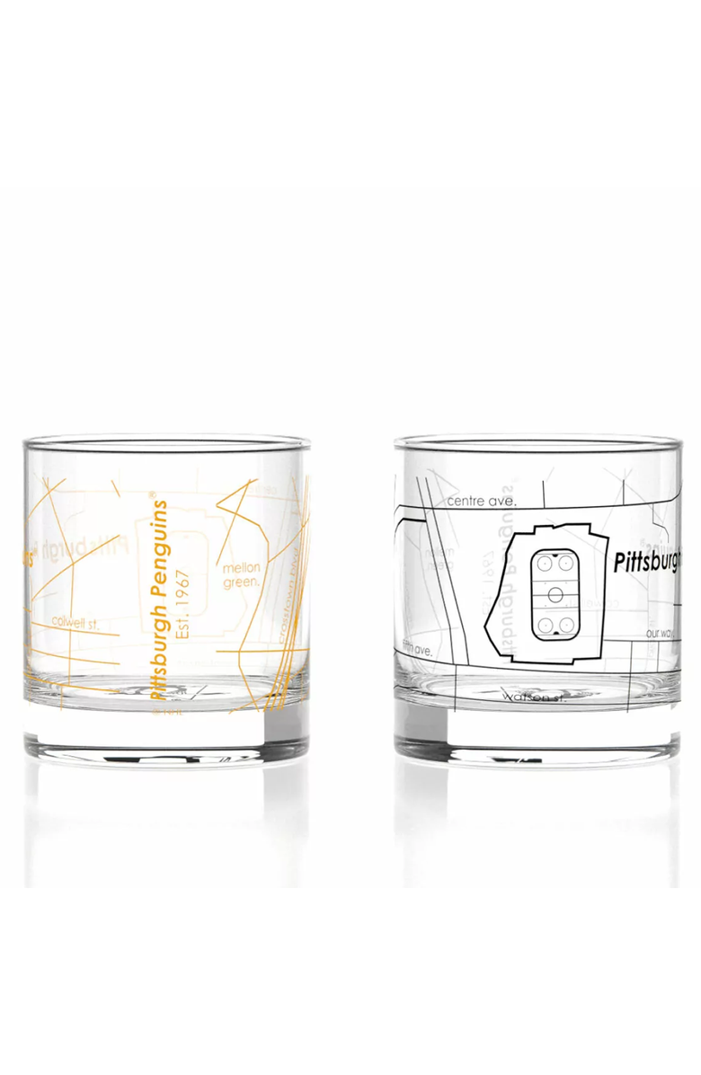 Uncommon Goods NHL Arena Map Glasses - Set of 2, Alternate, color, Pittsburgh Penguins