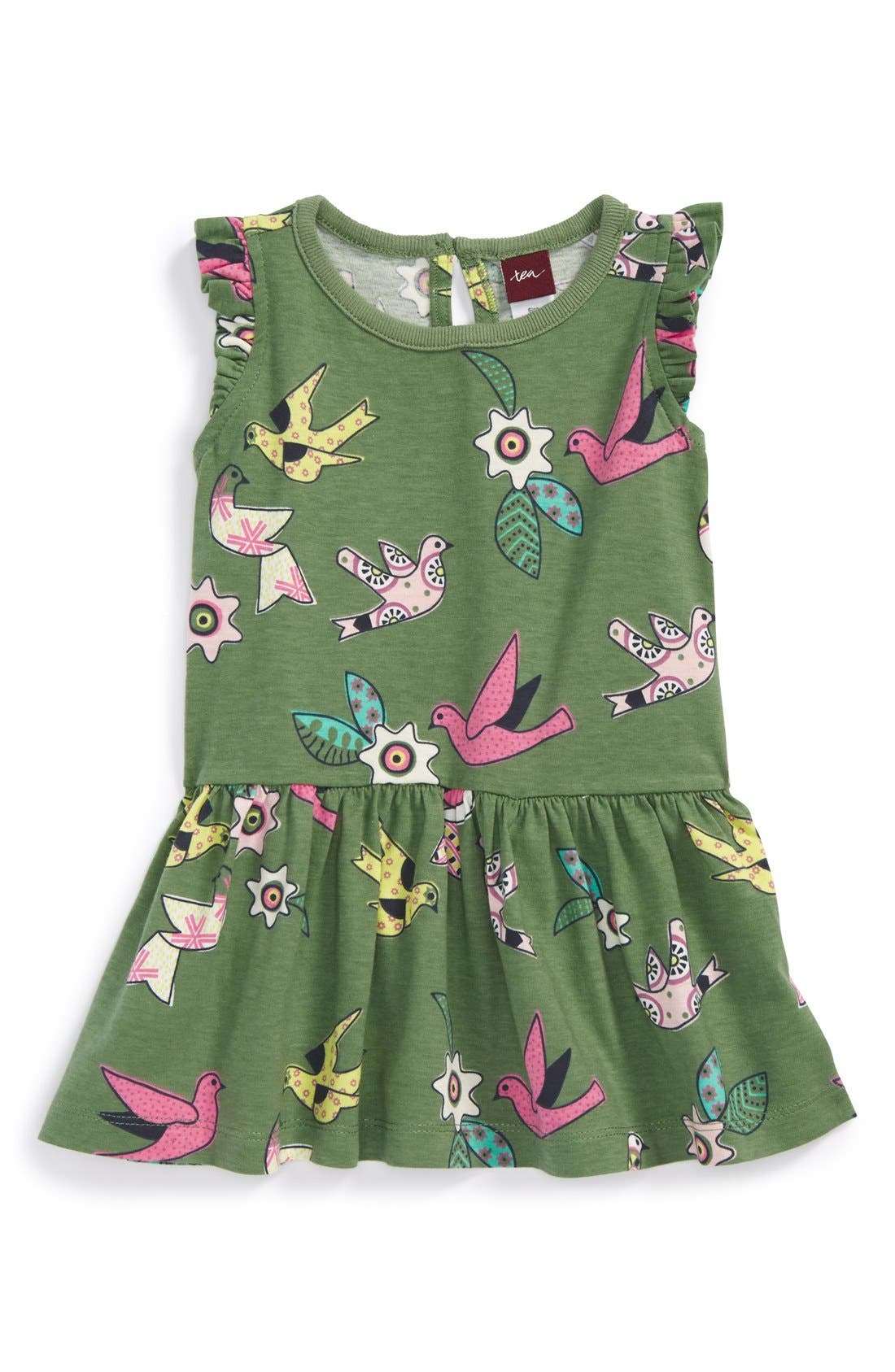 Tea Collection 'Kantha Birds' Flutter Sleeve Cotton Dress (Women ...