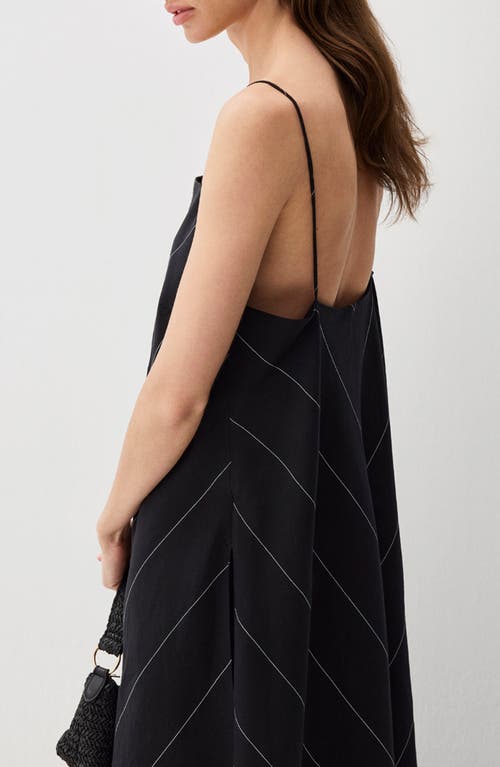 Mavi Jeans Chevron Stripe Cotton & Linen Maxi Dress In Black