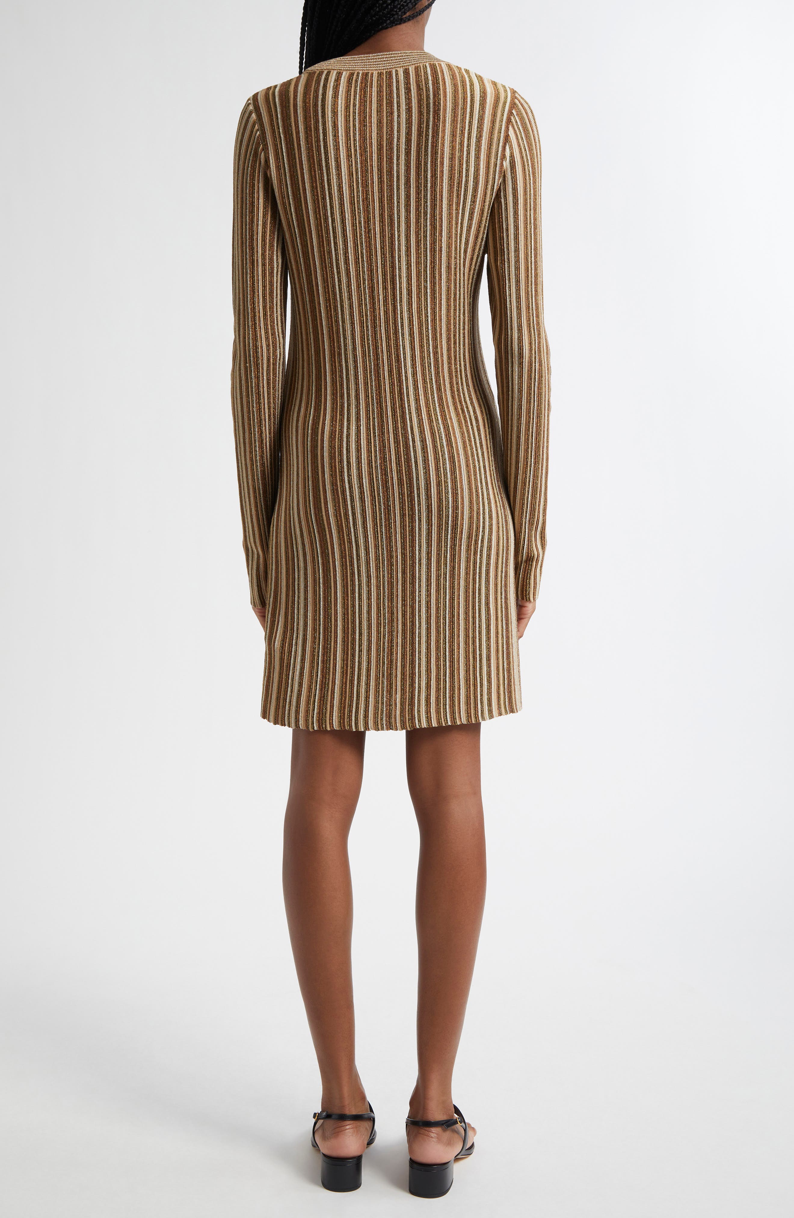 Jane Metallic Stripe Long Sleeve Sweater Dress - image 2