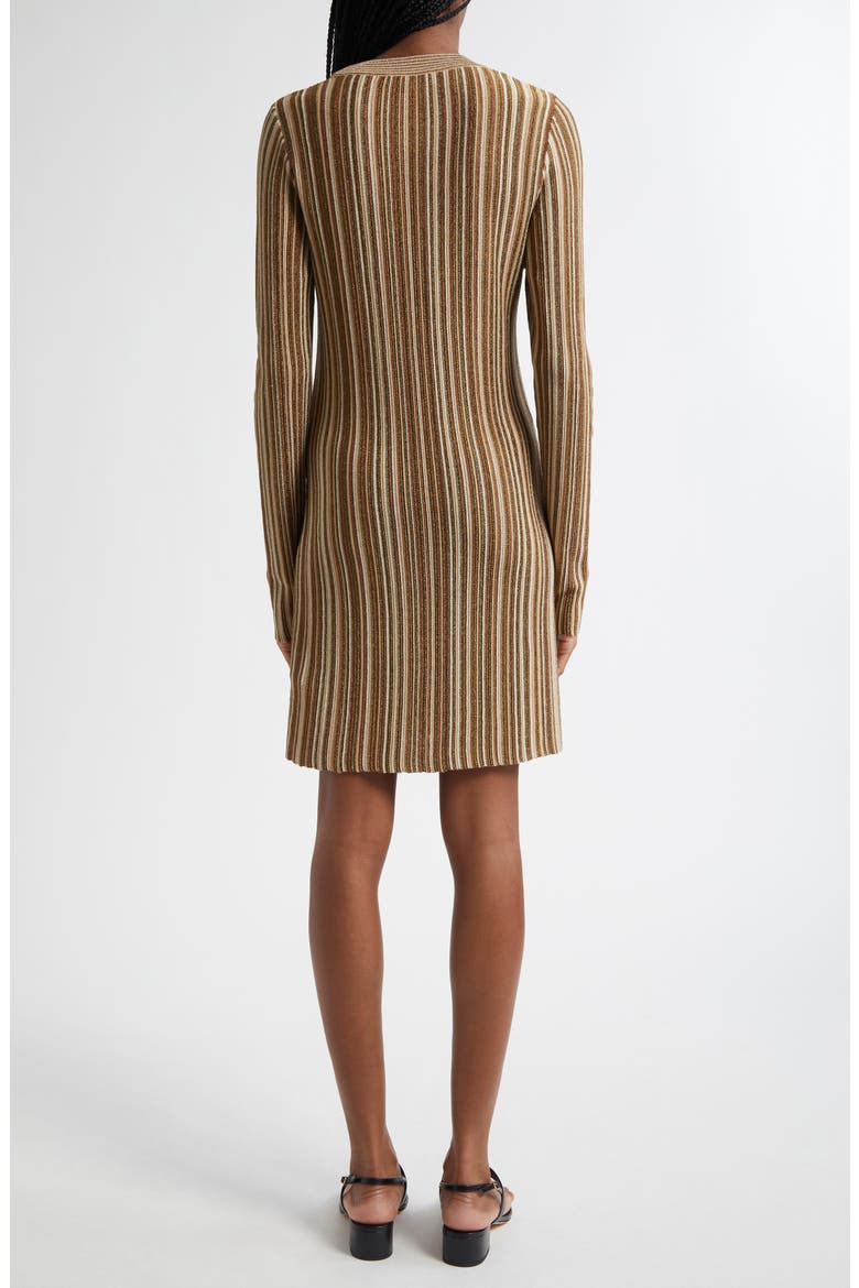 metallic striped sweater dress 1970s Metallic Striped Sweater Dress
