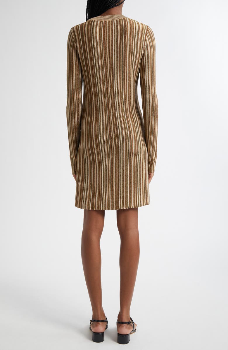 Veronica Beard Jane Metallic Stripe Long Sleeve Sweater Dress, Alternate, color, Gold Bronze
