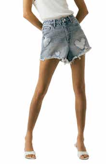 BLANKNYC Reeve Heart High Waist Denim Cutoff Shorts