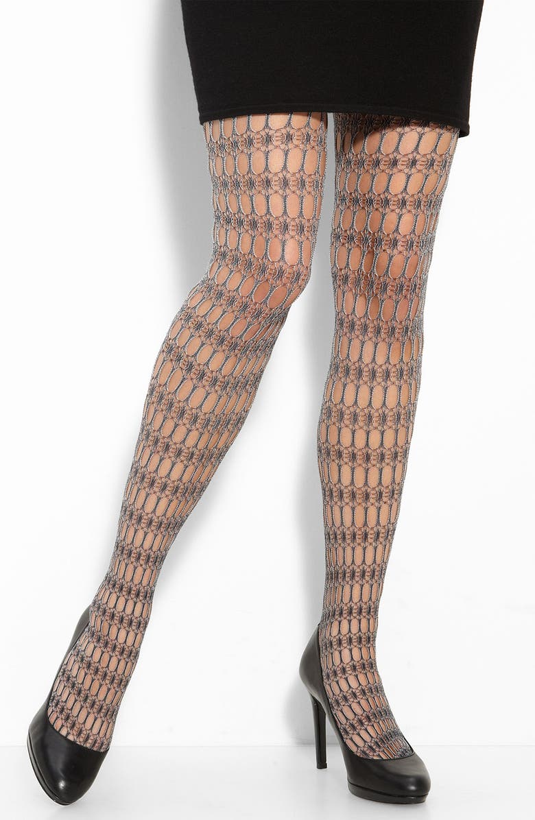 Hue Floral Crochet Tights, Main, color,