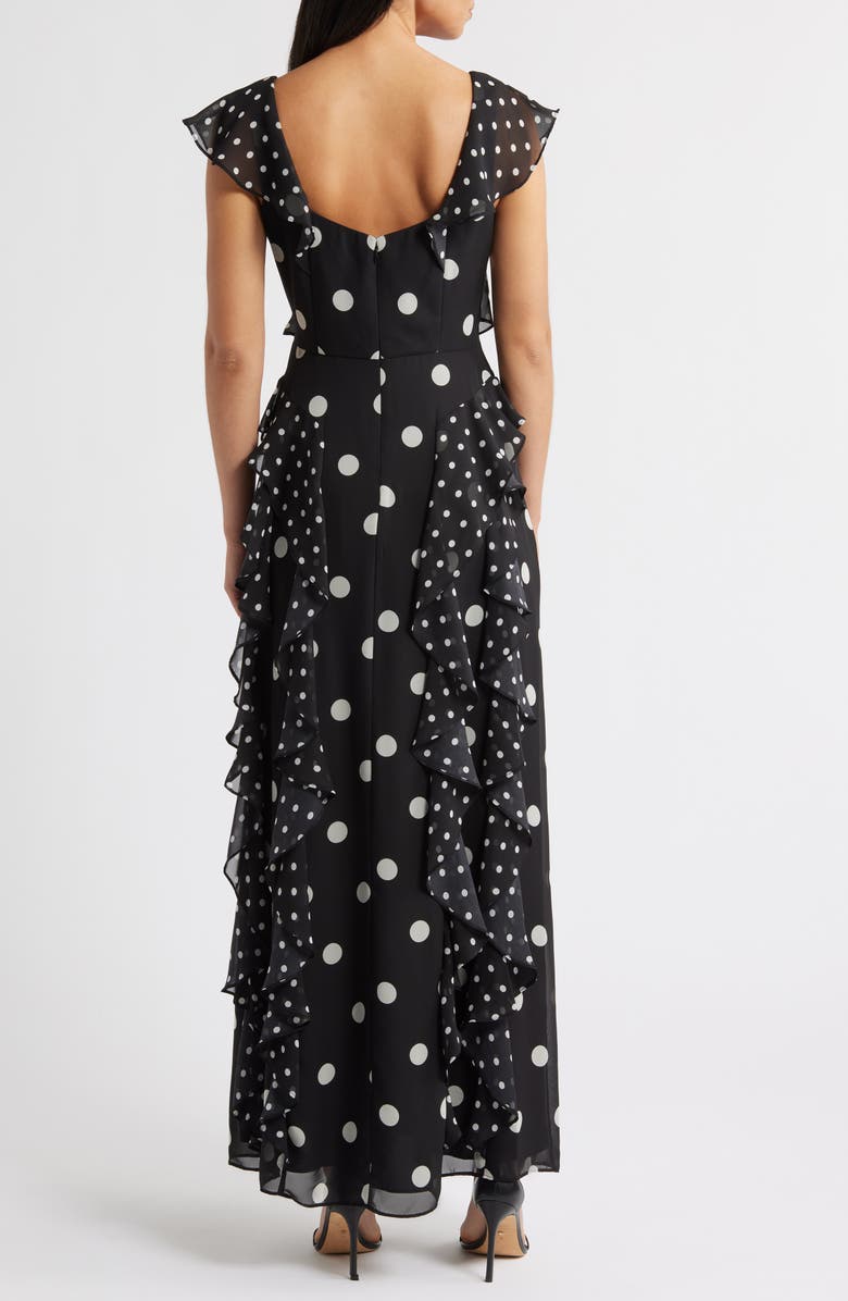Eliza J Mixed Polka Dot Maxi Dress, Alternate, color, Black