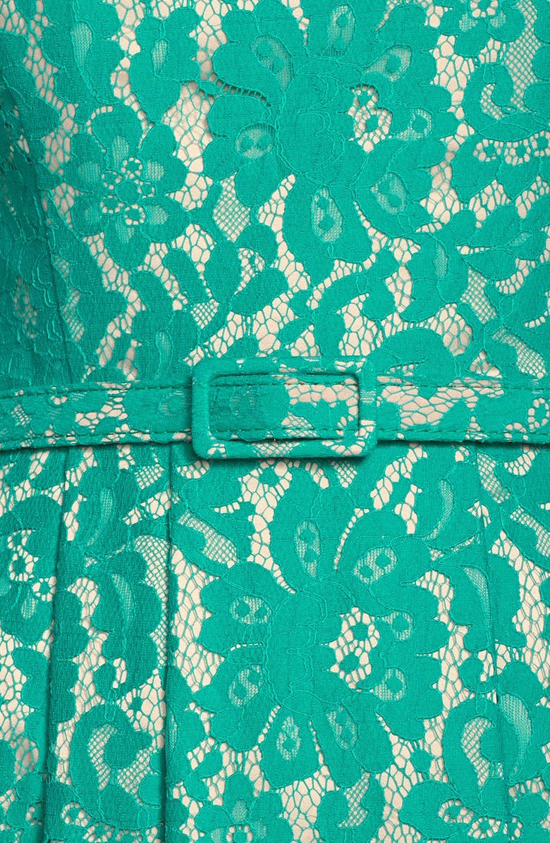 Eliza J Belted Lace Fit & Flare Dress, Alternate, color, 