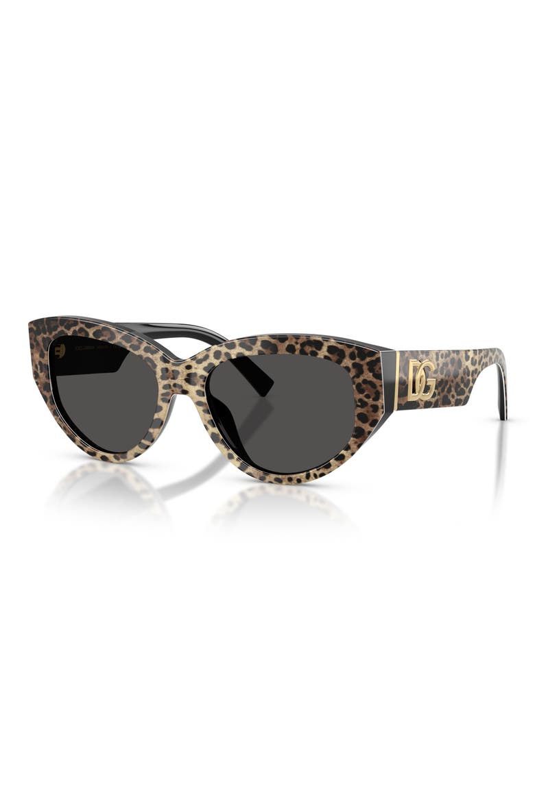 55mm Cat Eye Sunglasses, Alternate, color, LEO BROWN ON BLACK / DARK GREY
