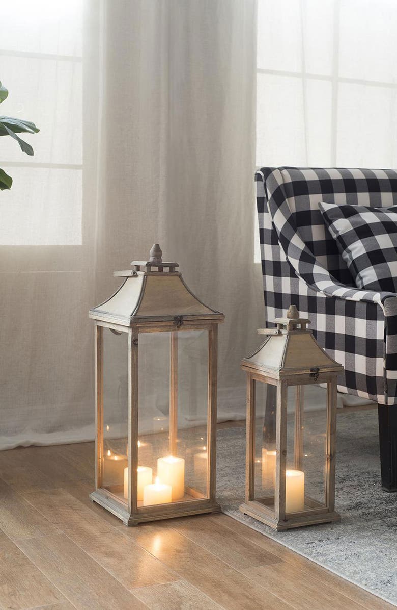 A & B Home Set of Two Ivona Garden Candle Lantern, Alternate, color, Ivory