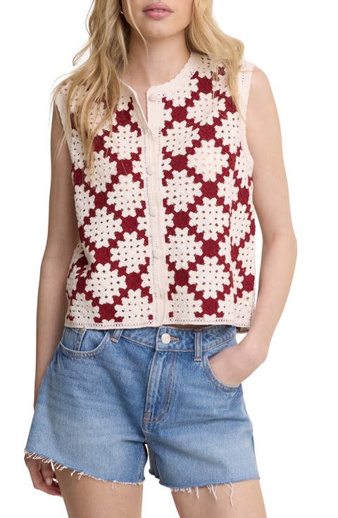 Open Knit Sleeveless Cardigan