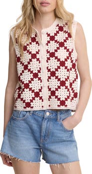 Nobody's Child Open Knit Sleeveless Cardigan