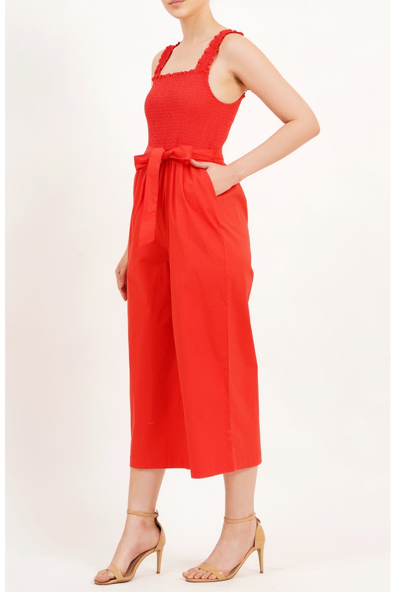 Janet Cropped Jumpsuit, Alternate, color, Red