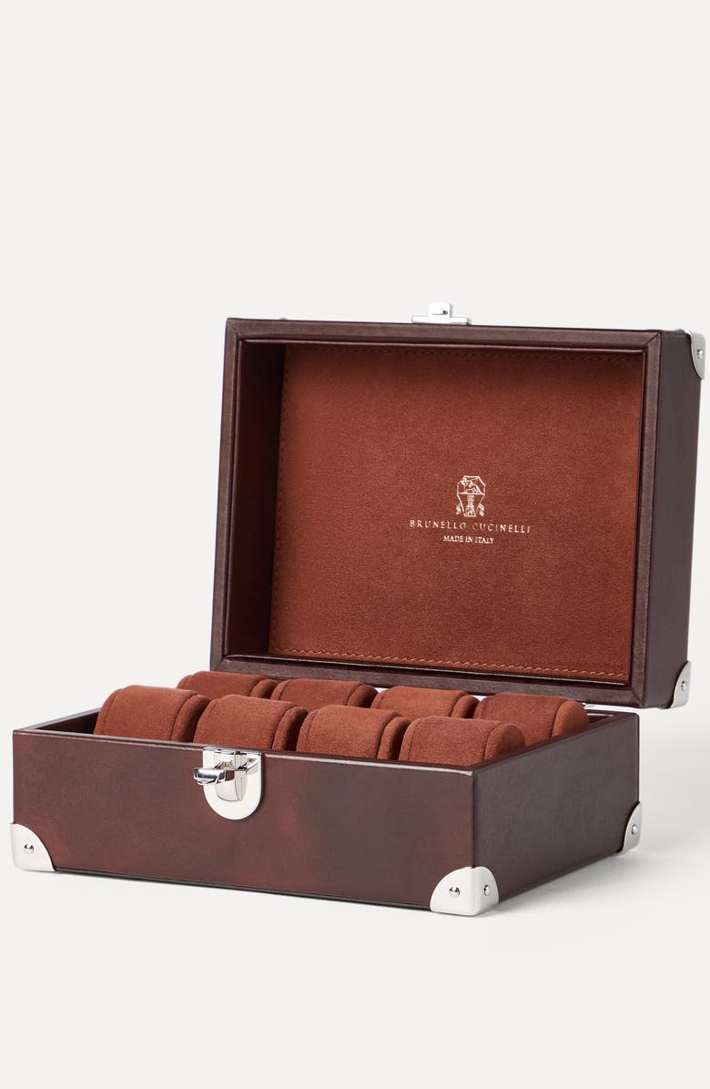 Brunello Cucinelli Calfskin glasses organizer, Alternate, color, White