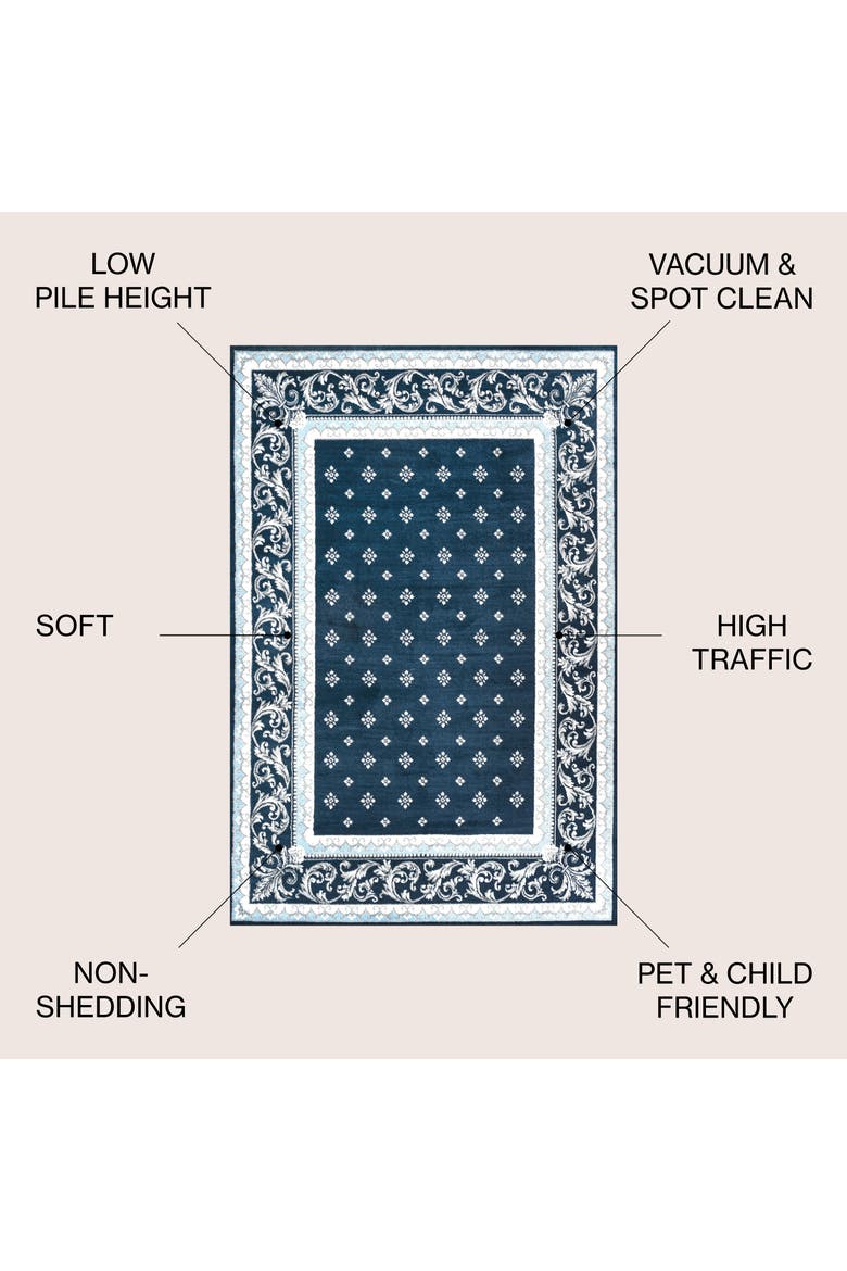 Acanthus French Border Area Rug, Alternate, color, Navy/Blue