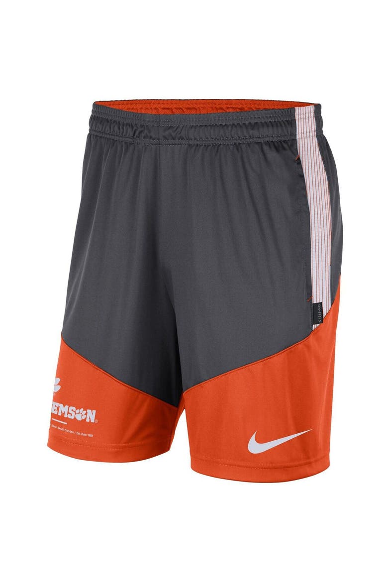 Men's Nike Anthracite/Orange Clemson Tigers Team Performance Knit Shorts, Alternate, color, Anthracite