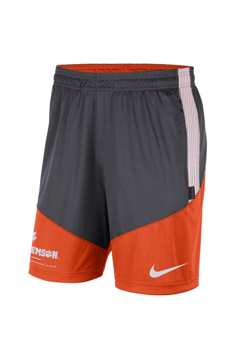 Nike Men's Nike Anthracite/Orange Clemson Tigers Team Performance Knit Shorts, Alternate, color, Anthracite