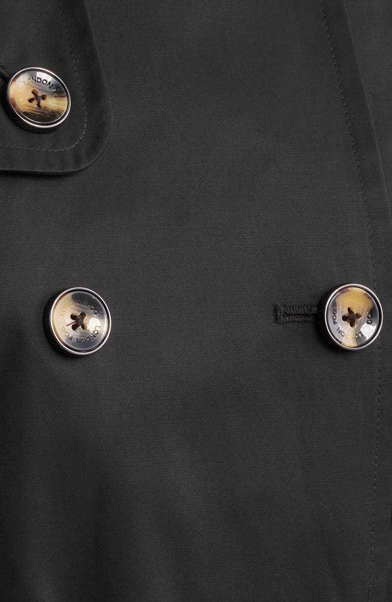 London Fog Double Breasted Trench Coat, Alternate, color, Black