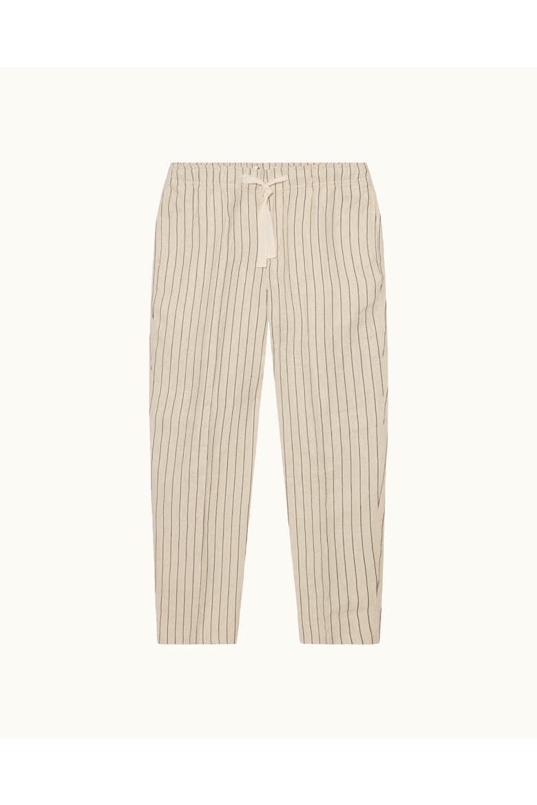 Alex Relaxed Fit Striped Linen Trousers, Alternate, color, LATTE/NIGHT IRIS