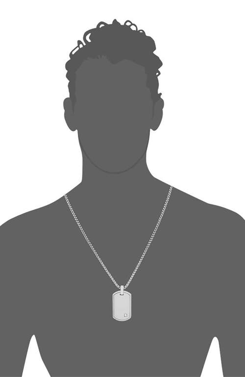 Geoffrey Beene Stainless Steel Cubic Zirconia Dog Tag Pendant Necklace