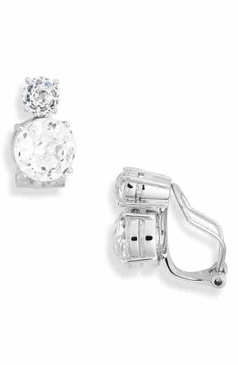 Double Cubic Zirconia Clip-On Earrings