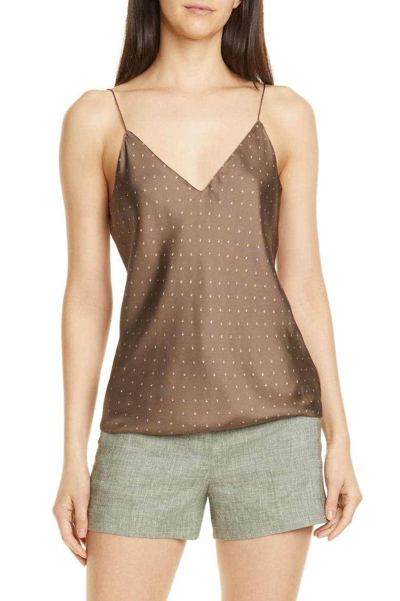 Optical Dot Silk Camisole, Main, color, CARGO