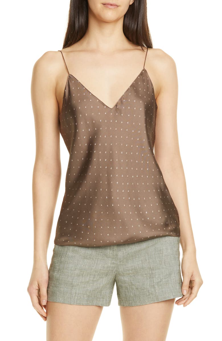 Theory Optical Dot Silk Camisole, Main, color,
