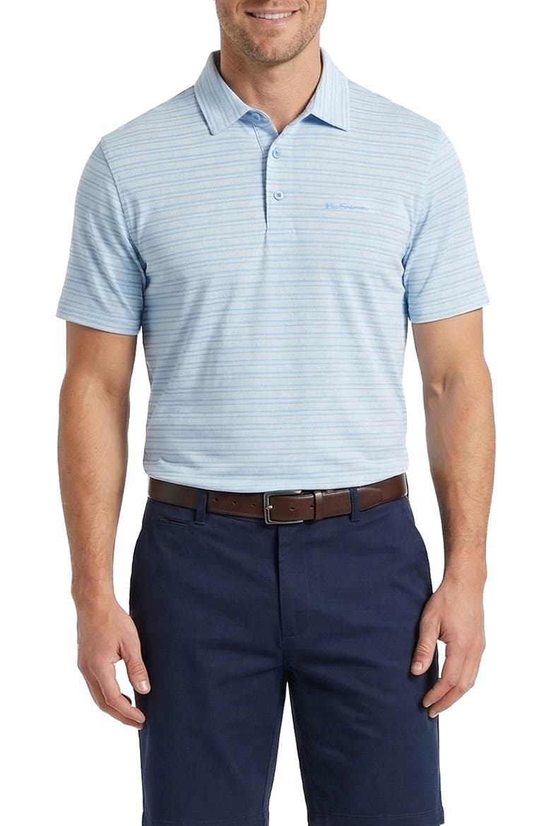 Texture Stripe Performance Polo, Main, color, PLACID BLUE