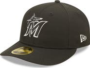 New Era Men's New Era Miami Marlins Black & White Low Profile 59FIFTY Fitted Hat