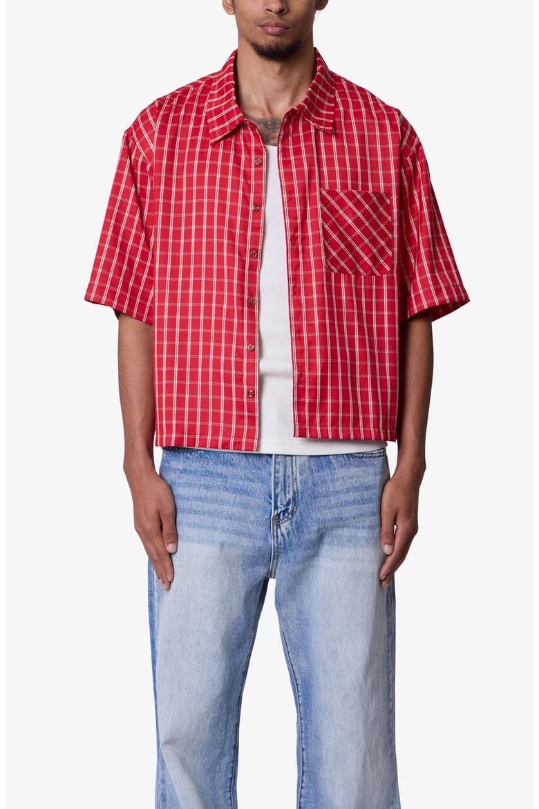 Stripe Crispy Poplin Short Sleeve Button-Up Shirt, Alternate, color, RED