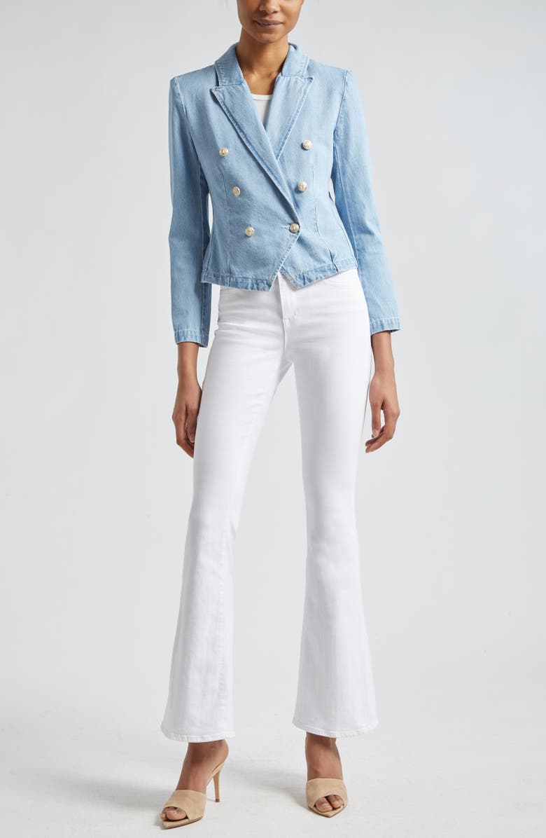L'AGENCE Robbie Double Breasted Denim Blazer, Alternate, color, 
