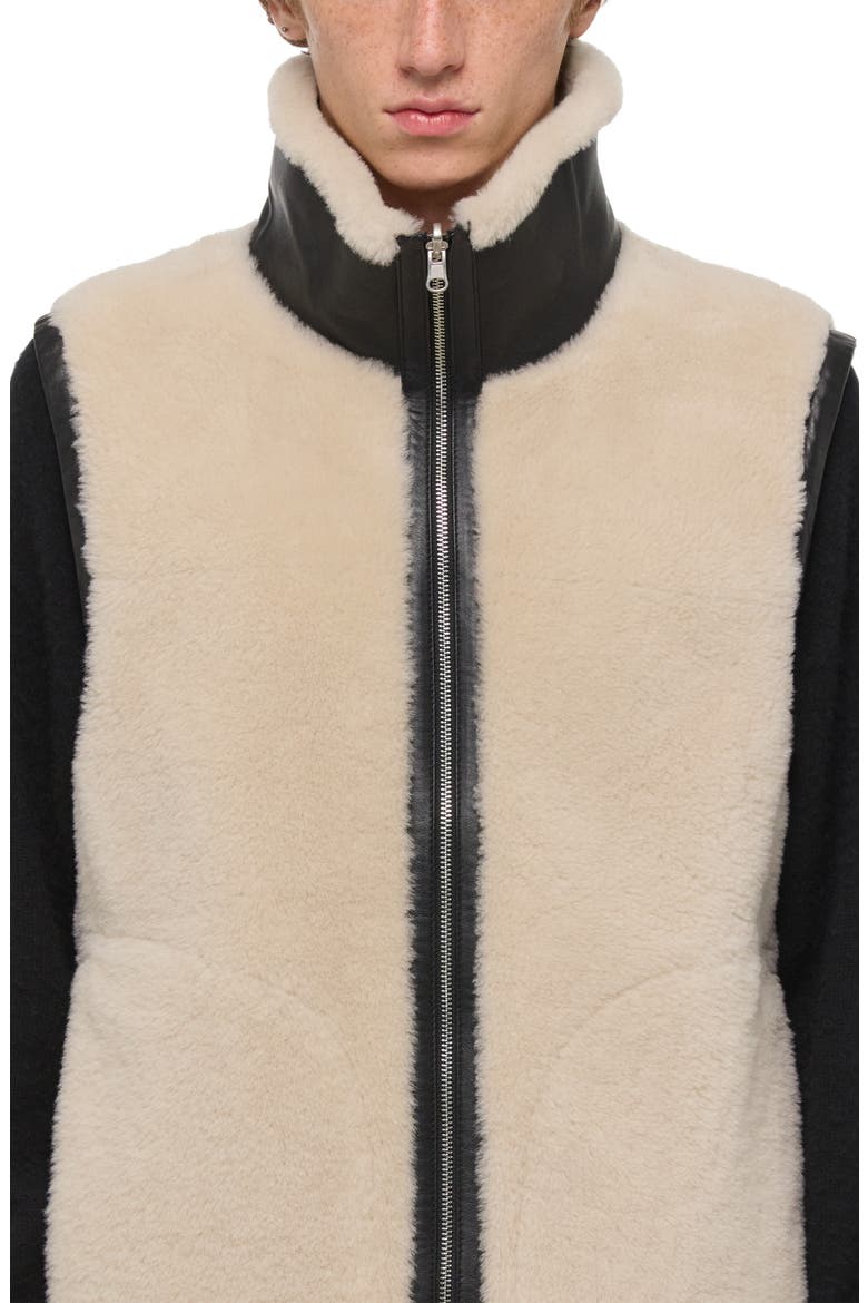 Reversible Genuine Shearling Vest, Alternate, color, CREMELLO/ BLACK