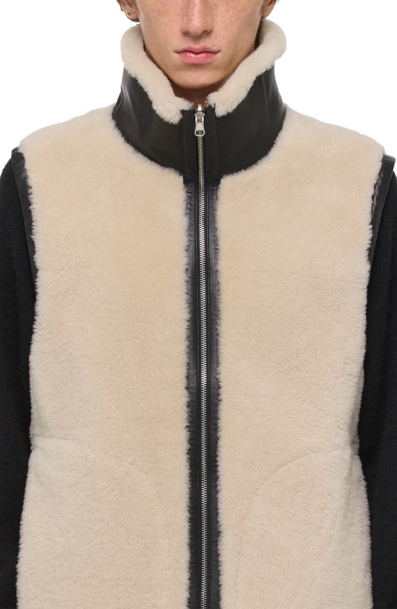 Helmut Lang Reversible Genuine Shearling Vest, Alternate, color, Cremello/ Black