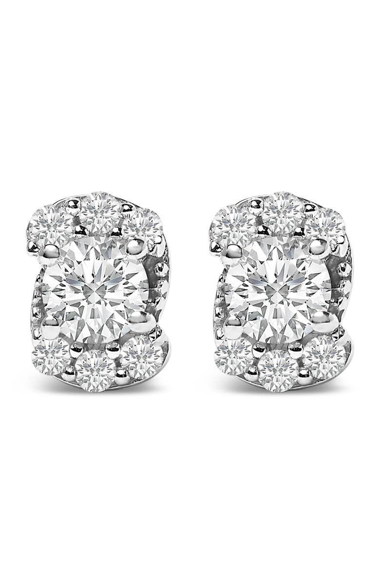 Haus of Brilliance Sterling Silver 1/3 Cttw Lab Grown Diamond Halo Swirl Stud Earrings, Main, color, Silver