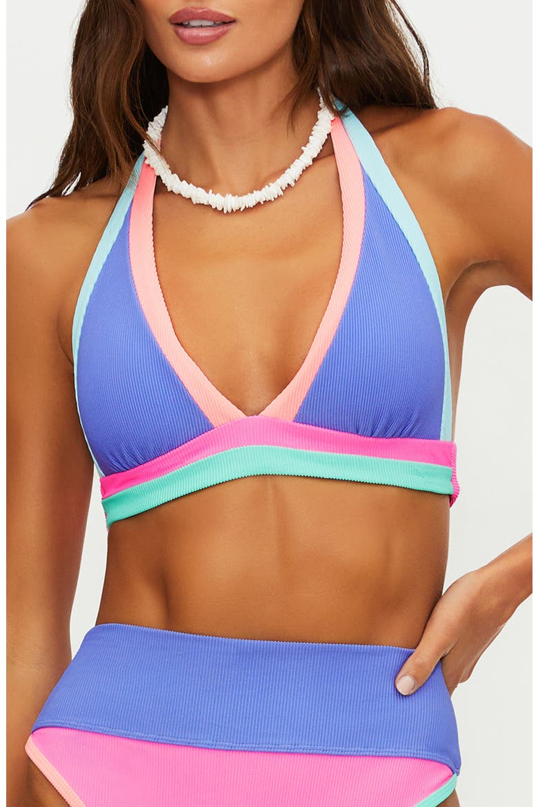Moana Halter Colorblock Bikini Top, Main, color, SHERBERT SHORES COLORBLOCK