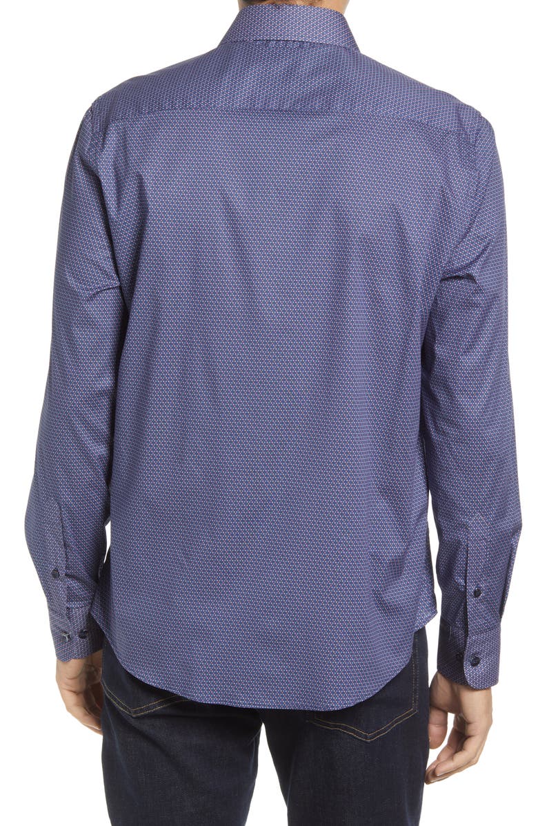 Stone Rose Geometric Print Stretch Button-Up Shirt, Alternate, color,