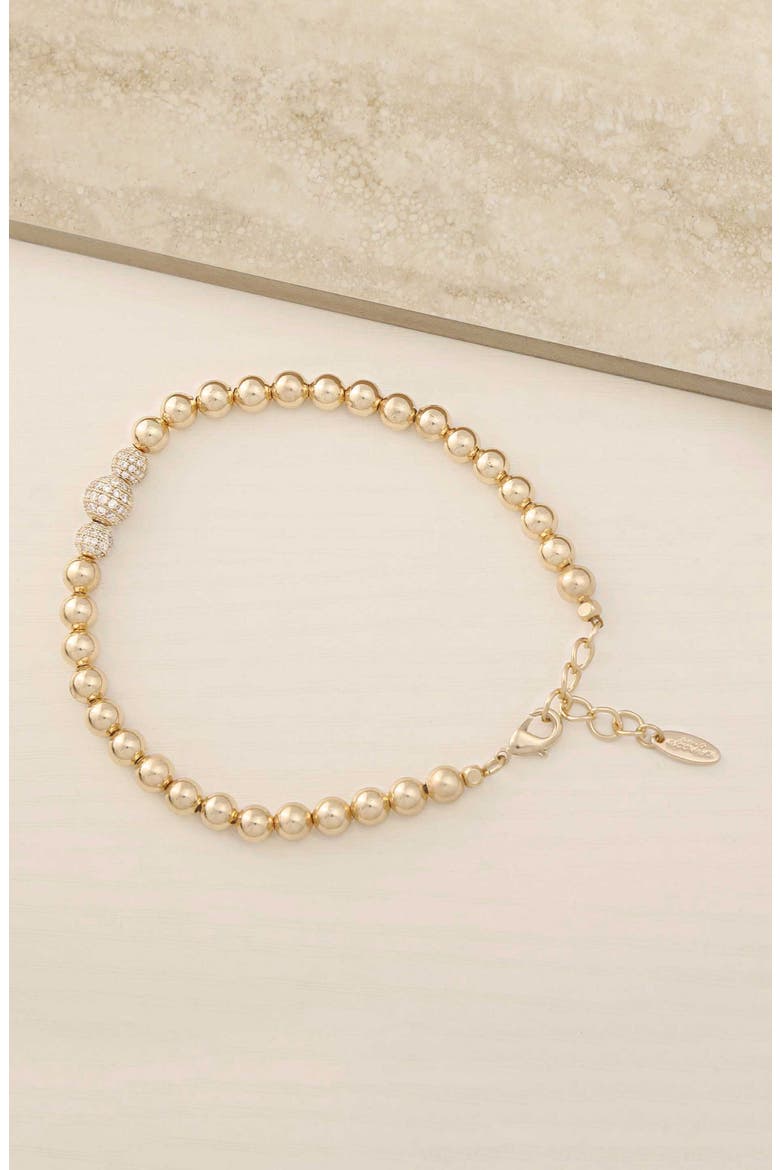 Cubic Zirconia Bead Anklet, Alternate, color, GOLD