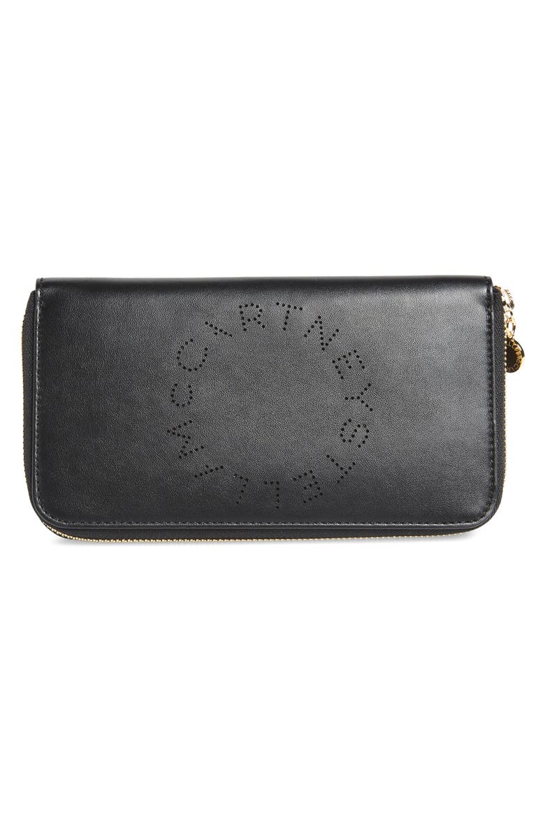 Alter Nappa Perforated Logo Faux Leather Wallet, Alternate, color, BLACK