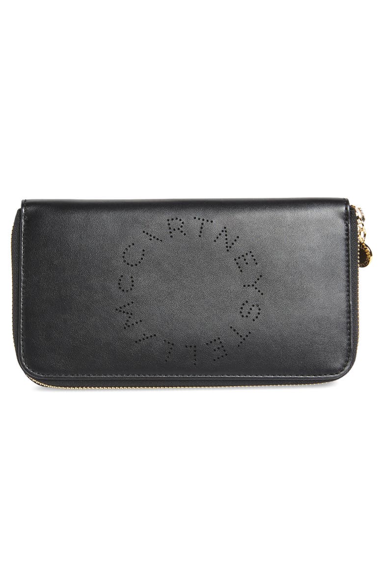 Stella McCartney Alter Nappa Perforated Logo Faux Leather Wallet, Alternate, color,