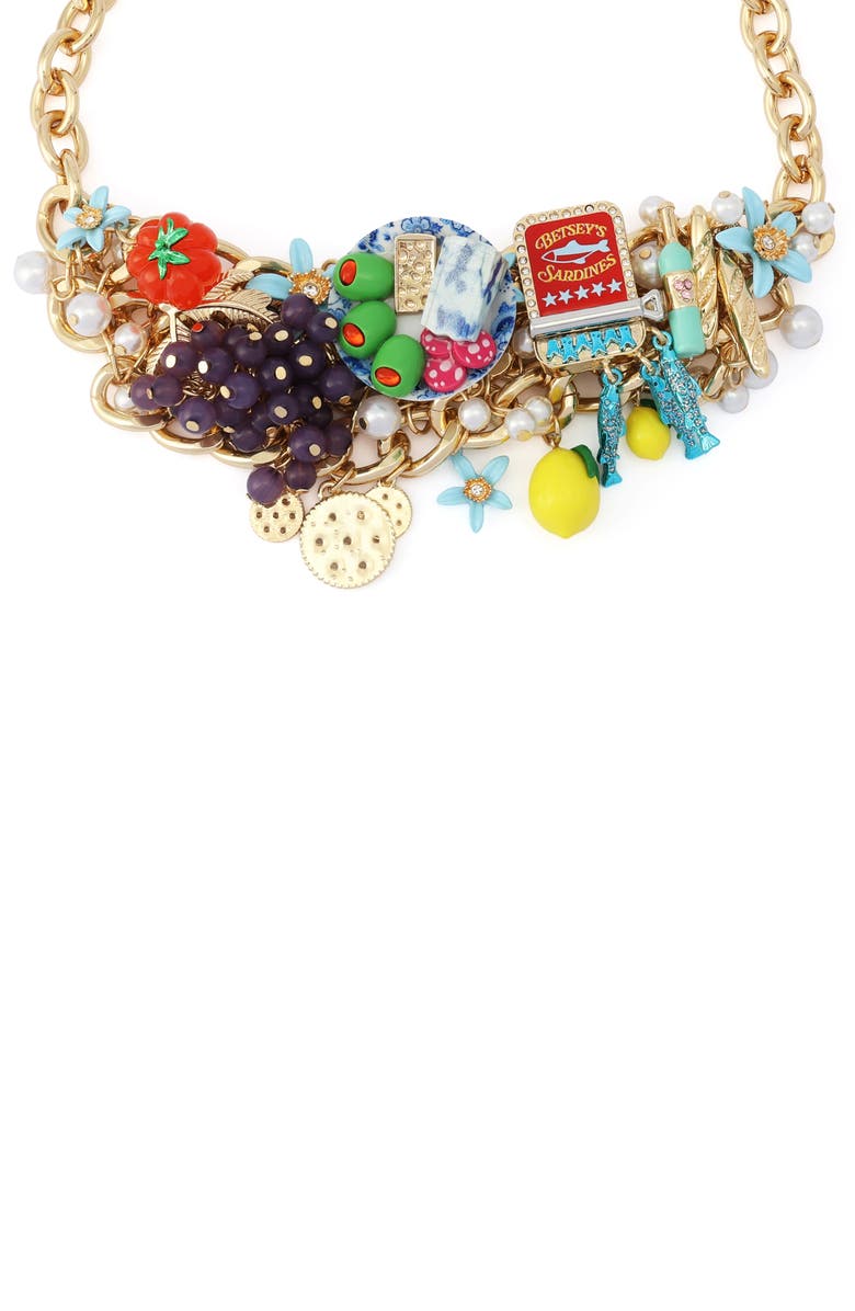Betsey Johnson Charcuterie Bauble Frontal Necklace, Alternate, color, 
