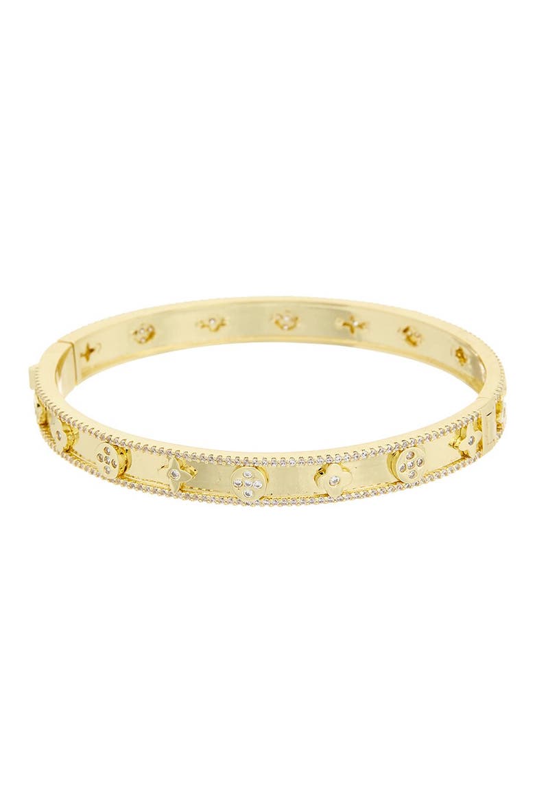 Cubic Zirconia Hinged Bangle Bracelet, Main, color, GOLD