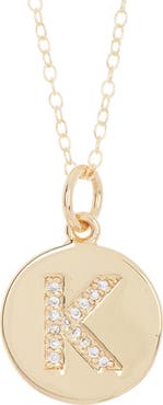 Adornia Water Resistant Cubic Zirconia Initial Disc Pendant Necklace